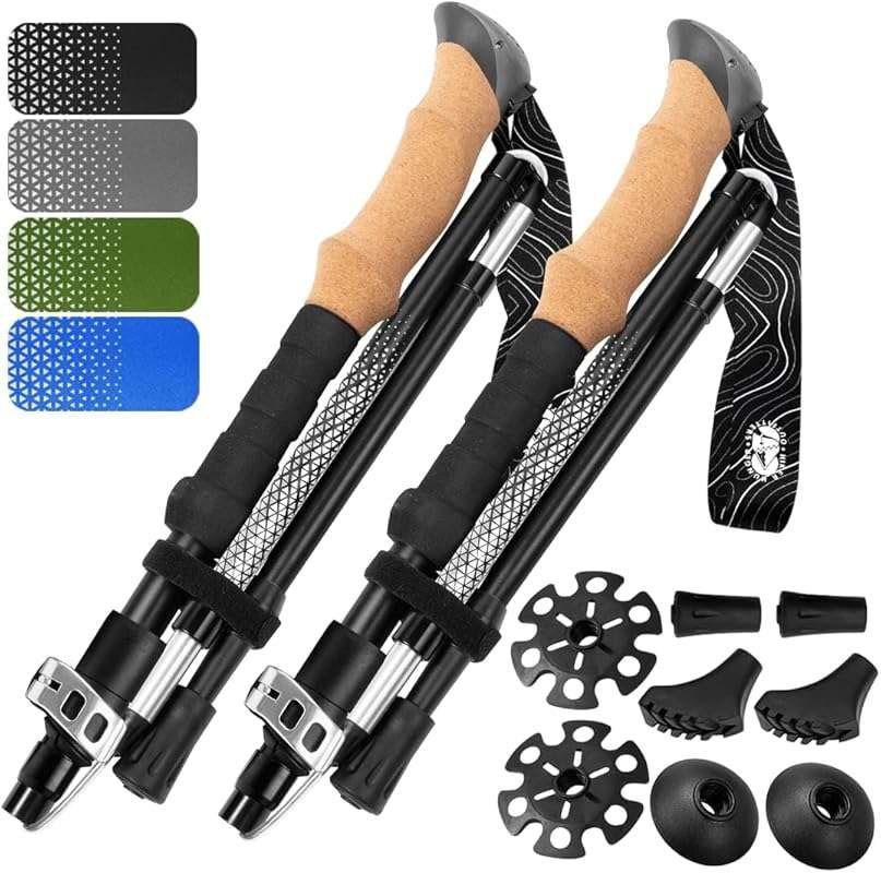 Premium Foldable Aluminum Hiking Poles with Adjustable Length and Comf