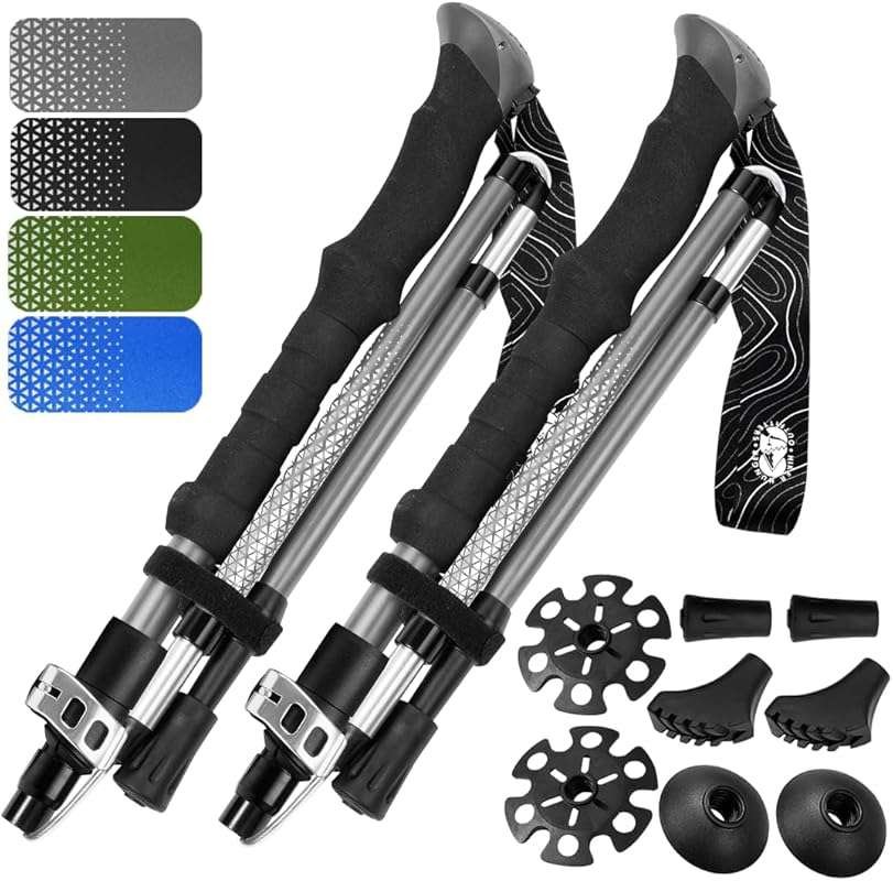 Premium Aluminum Folding Hiking Poles with Adjustable Length and Cork