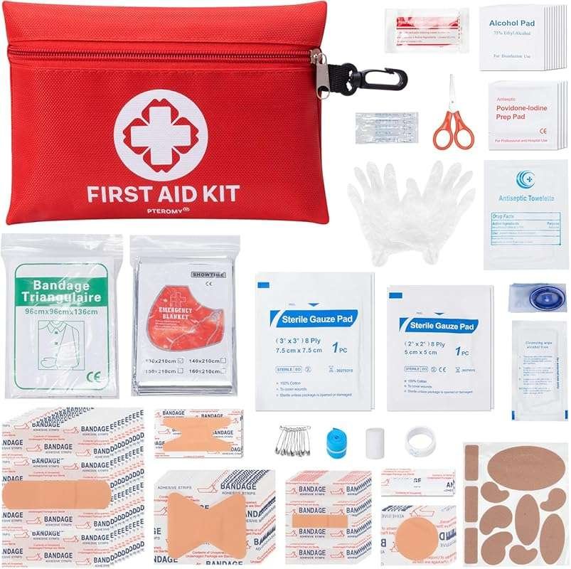 Portable Small Compact First Aid Kit Case for Car, Travel, Home, Campi
