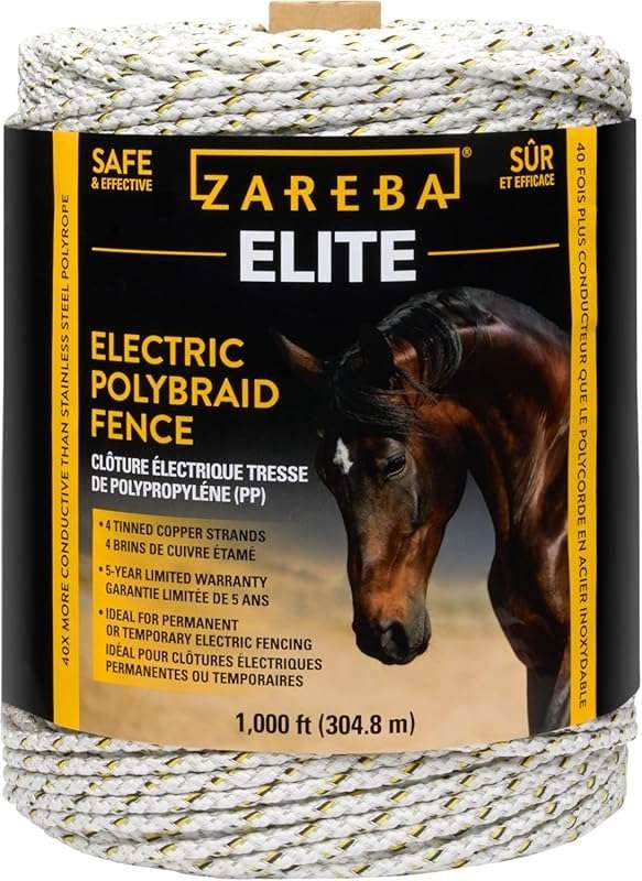 Zareba Electric Polybraid Fence for Horses, 1000 ft, Highly Visible, T