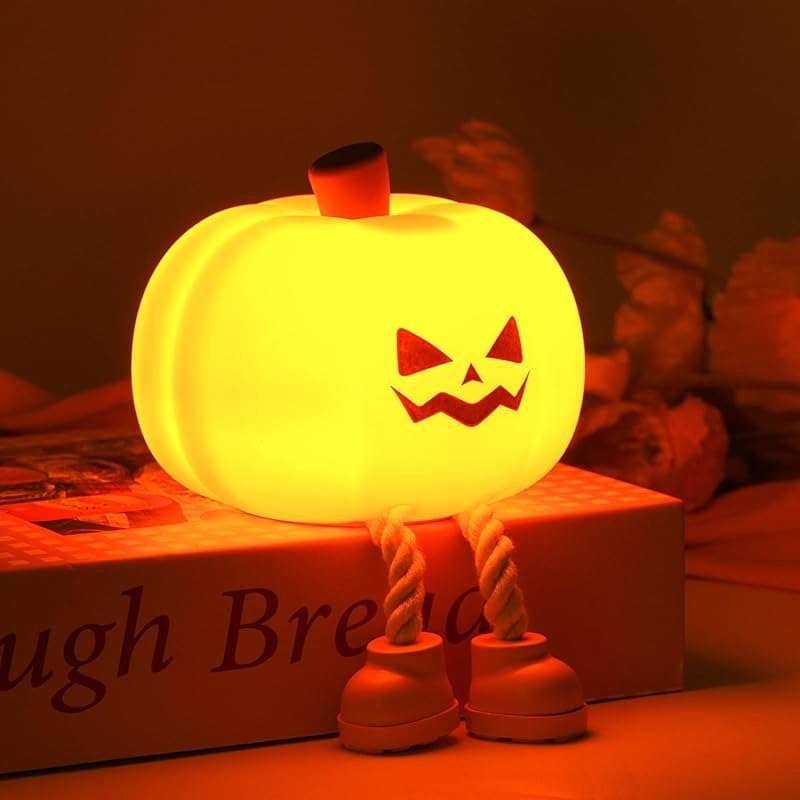 Pumpkin Night Light: Dimmable LED Silicone Touch Lamp for Kids' Hallow