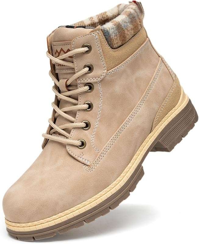 Women's Winter Snow Hiking Boots with Fur-Lining and Waterproof Leathe