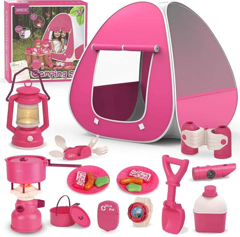 Kids Camping Set with Pop-Up Tent – Outdoor Play Tent and Camping Toys