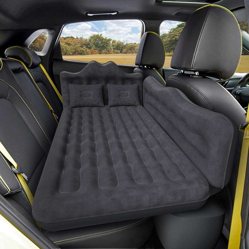 Inflatable Car Air Mattress with Air Pump and Pillows for SUV, Truck, 