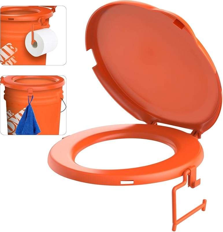 Portable Snap-on Camping Toilet Seat for 5 Gallon Buckets with Lid, fo