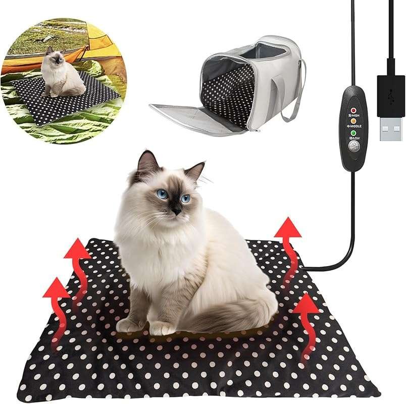 USB Battery Operated Heating Pad for Pets for Camping and Indoor Use