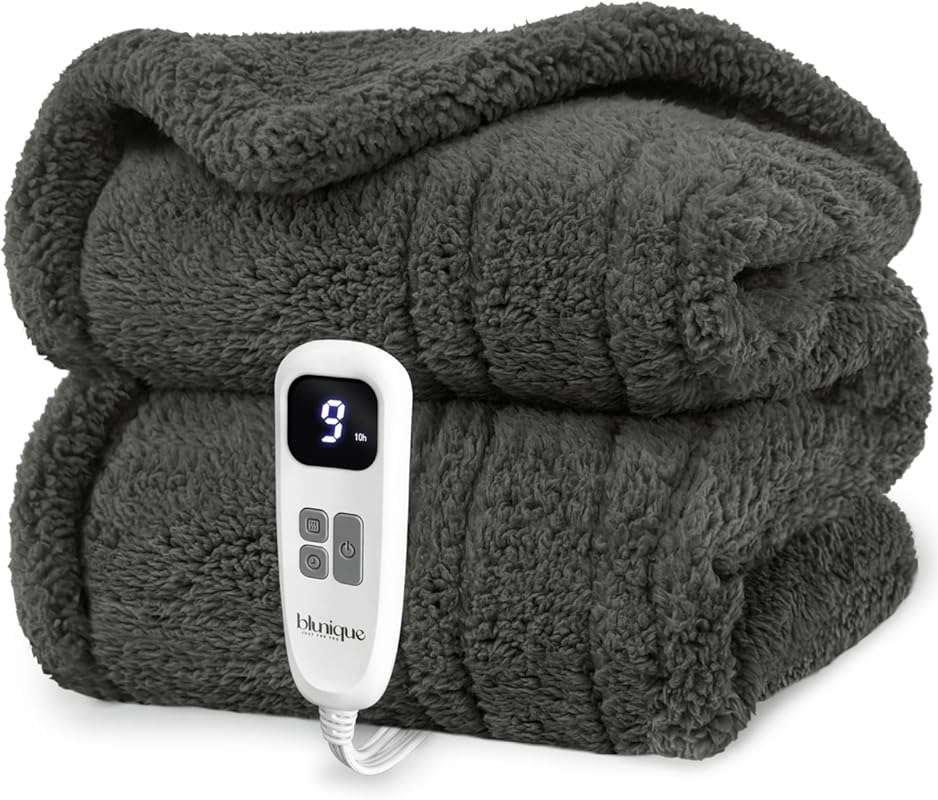 Electric Heated Throw Blanket, Sherpa, 10 Heat Settings, 2-10 Hour Aut