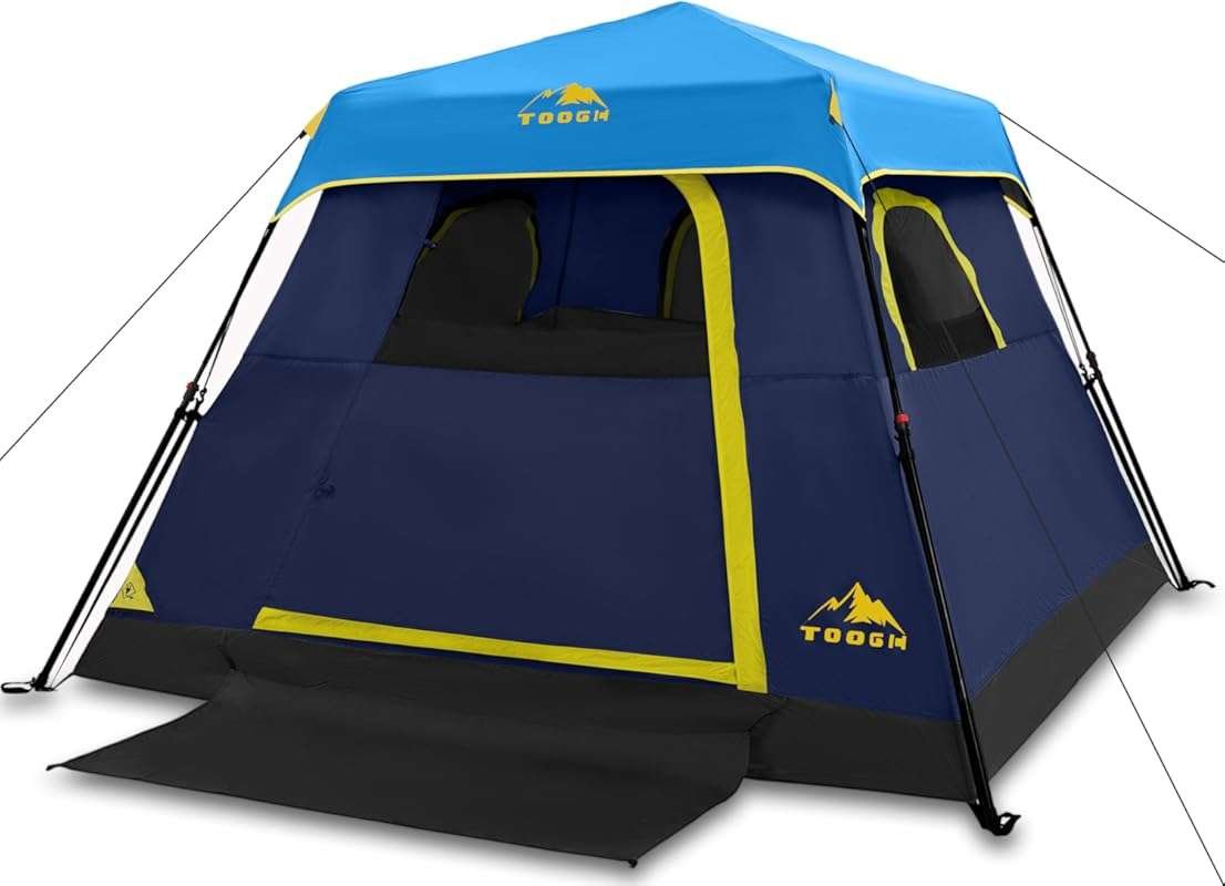 3-4 Person Quick Setup Camping Tent with Windows, Waterproof Design, I