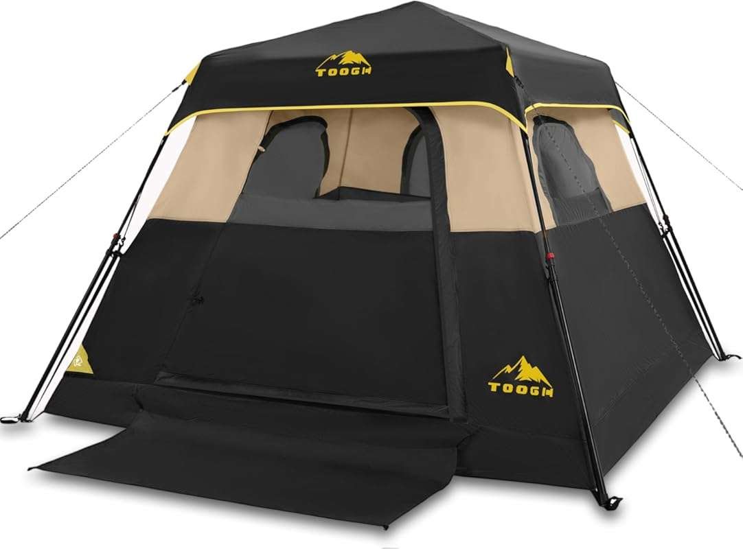 3-4 Person Instant Setup Camping Tent with Waterproof Fabric, Includes
