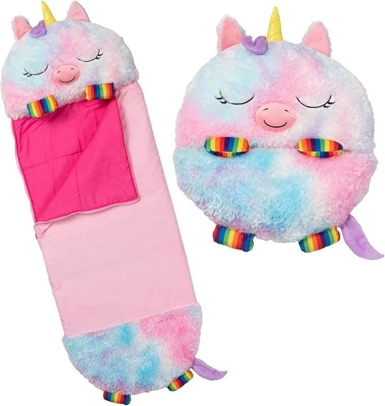 Rainbow Unicorn Plush 2-in-1 Pillow Sleeping Bag for Kids. Medium Slee