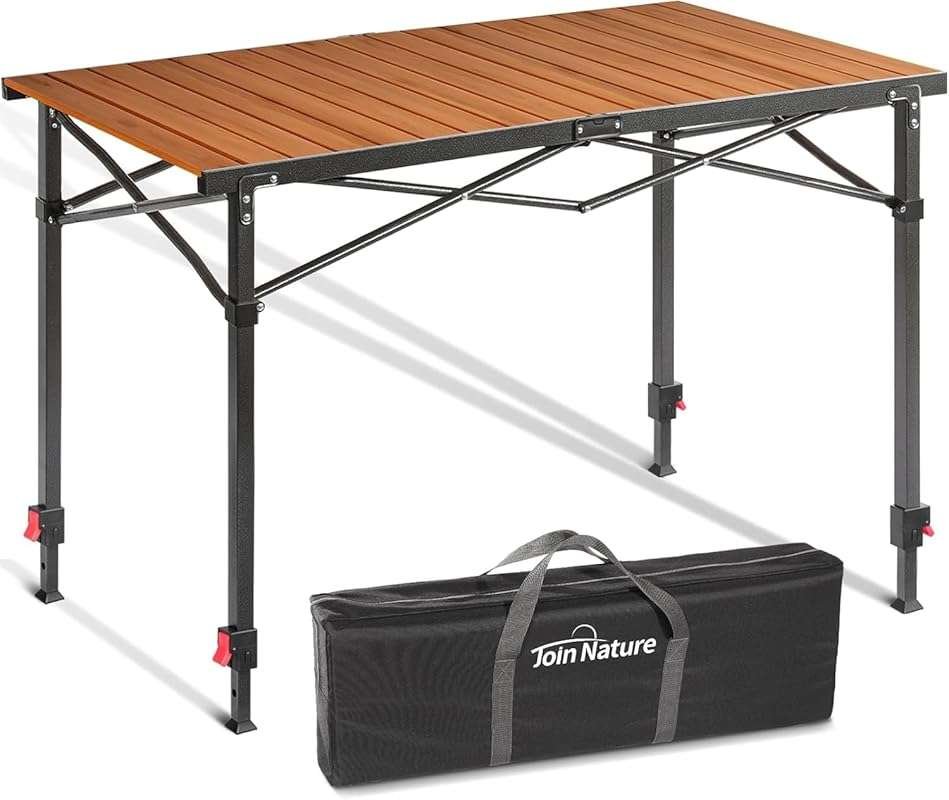 Sturdy Portable Aluminum Roll Up Camping Table for 2-6 Persons, Adjust