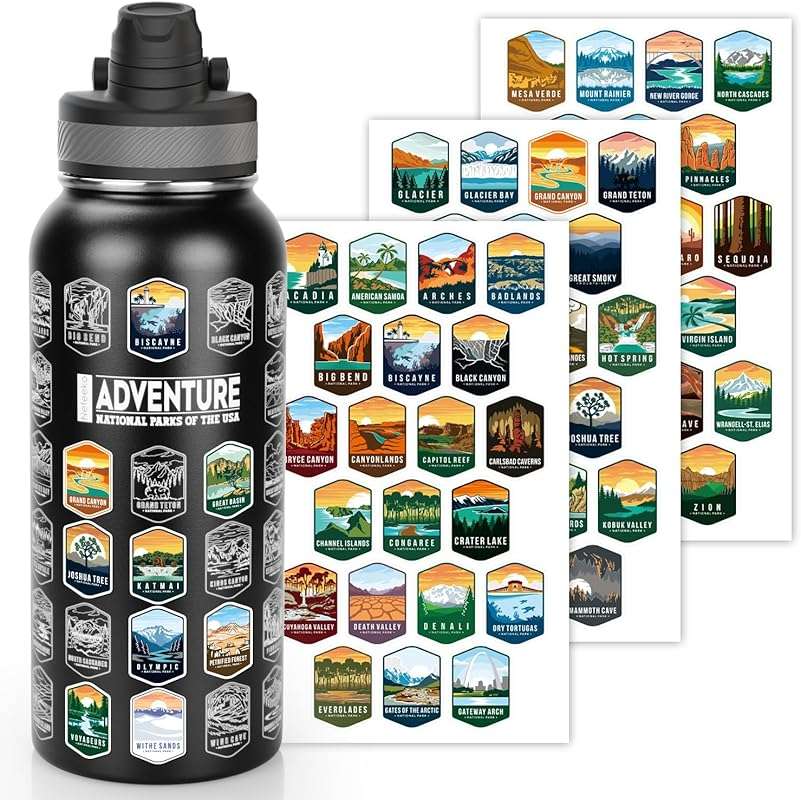 Nefeeko 32oz National Parks Water Bottle - Insulated Adventure Bottle 