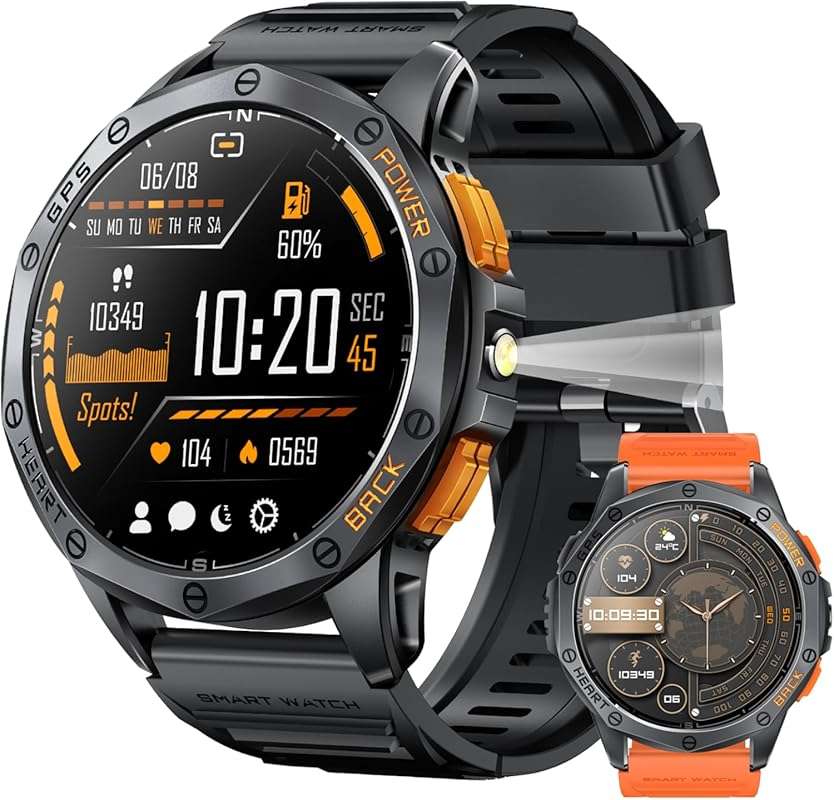 Military Smart Hiking Watch for Men, Featuring GPS, Altimeter, Compass