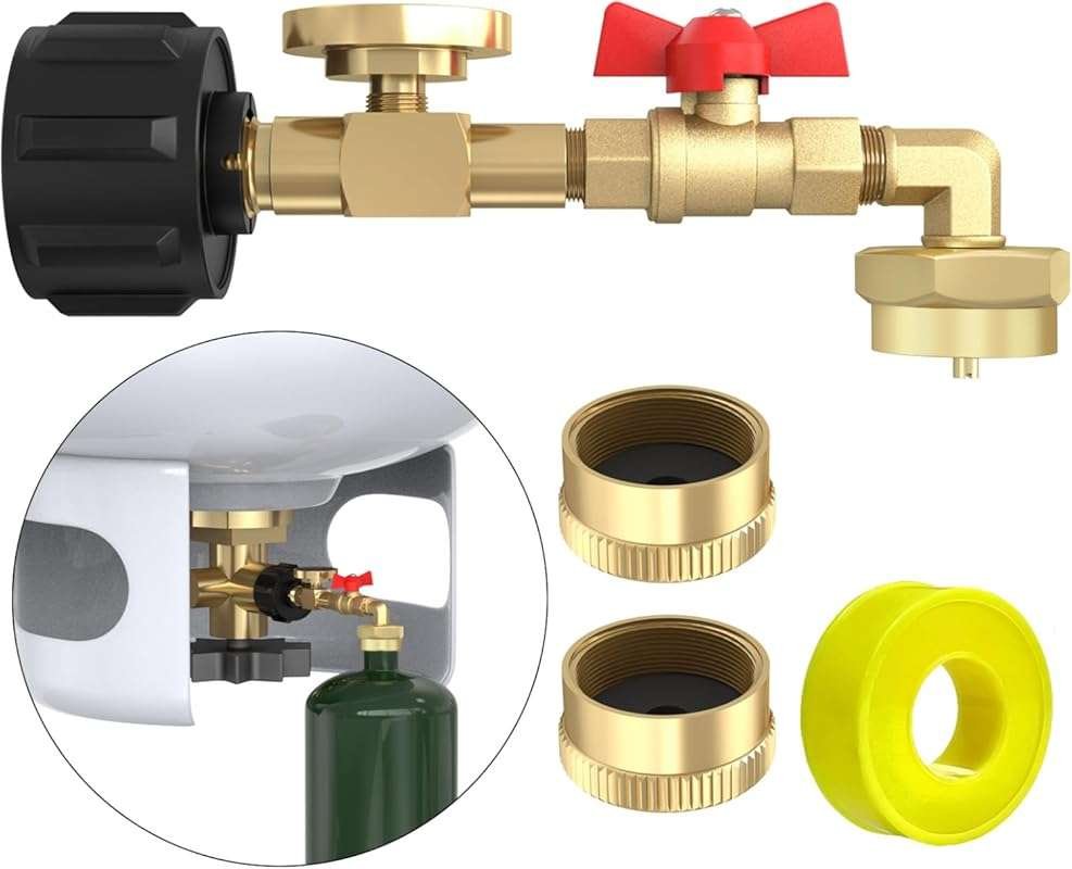 Best Propane Fill Adapter for 20 lb Tanks with Gauge and ON/Off Valve
