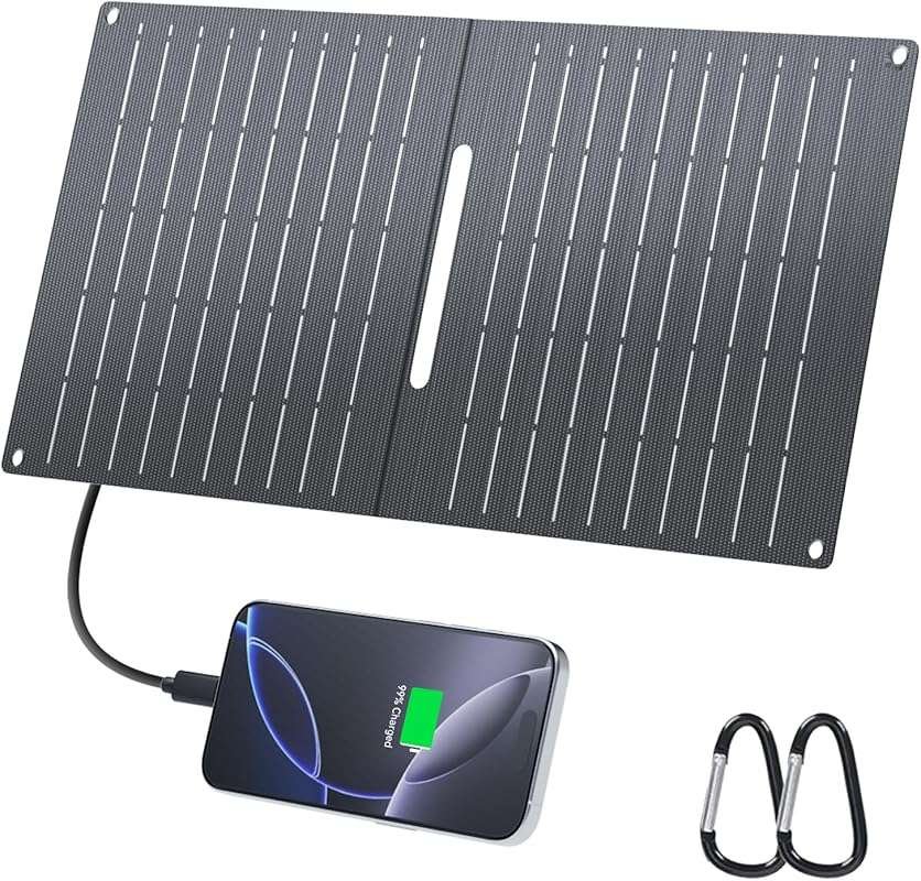 Ecosonique Foldable Solar Charger Panels with Fast USB Charging for Ca