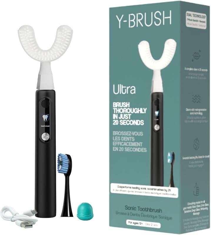 Y-Brush Ultra Sonic Toothbrush: 6-Month Battery, Multiple Modes for Pl