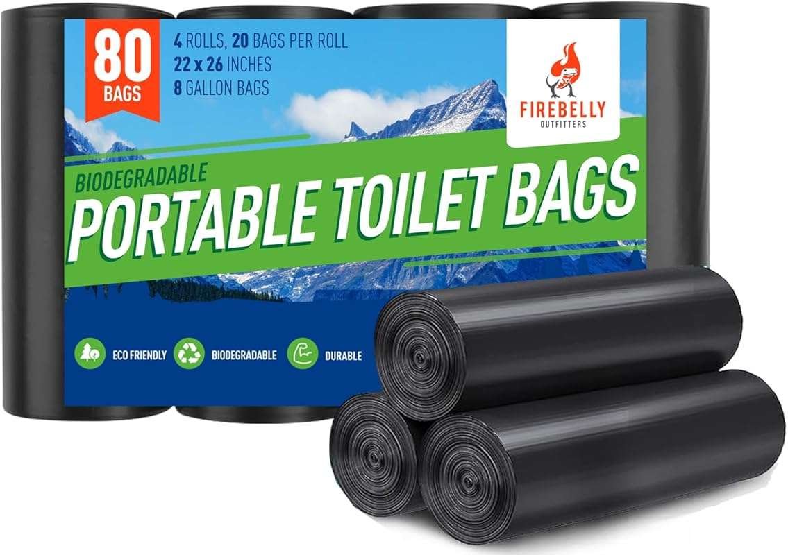 Portable Toilet Bags for 5 Gallon Bucket – 80 Biodegradable, Leak-Proo