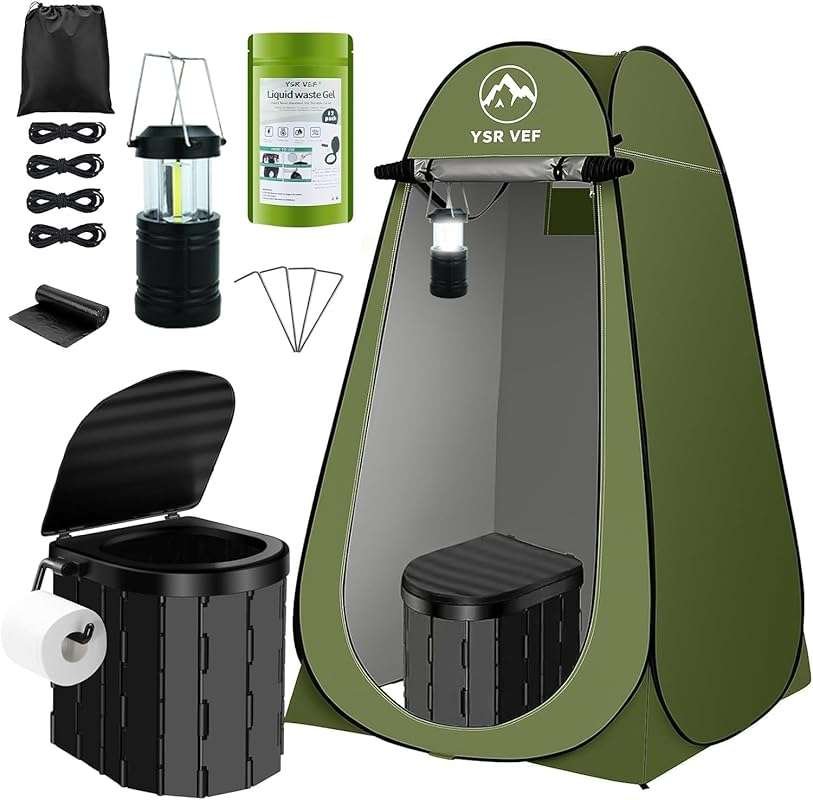 Portable Toilet Kit, Camping Toilet with Pop-Up Privacy Tent and Poo G