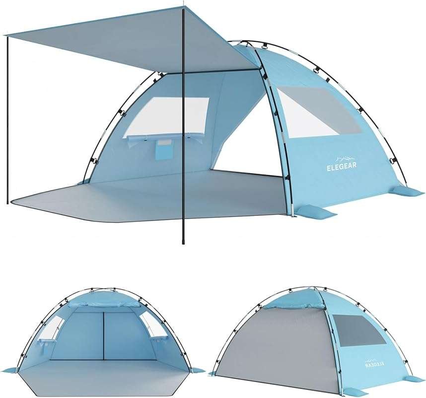 6-8 Person Beach Cabana with Double Silver Coating and UPF 50+ UV Shad