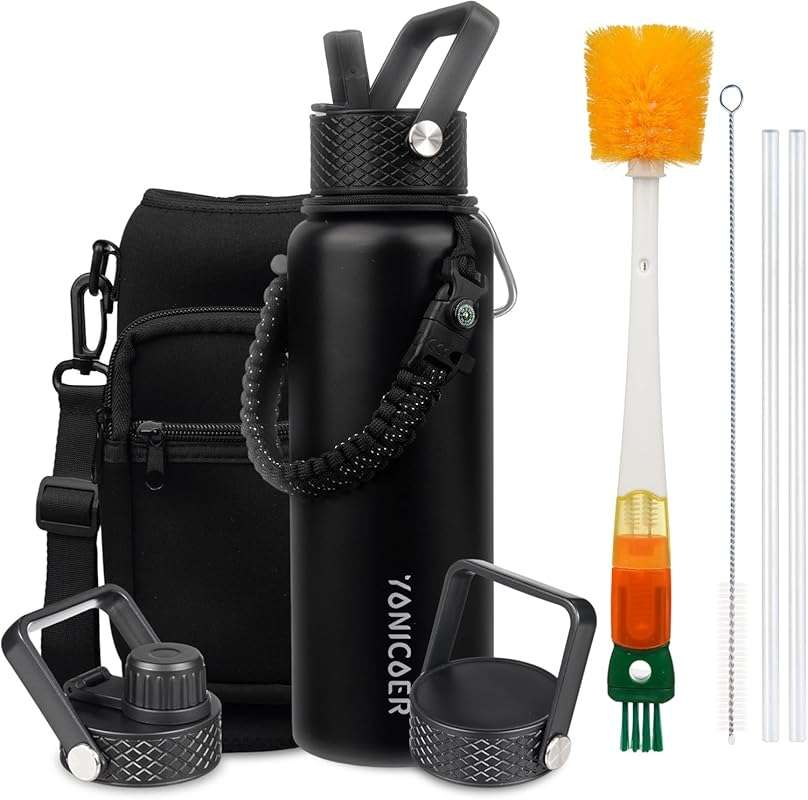 Insulated Stainless Steel Water Bottle, 40oz, Triple Wall Vacuum, Leak