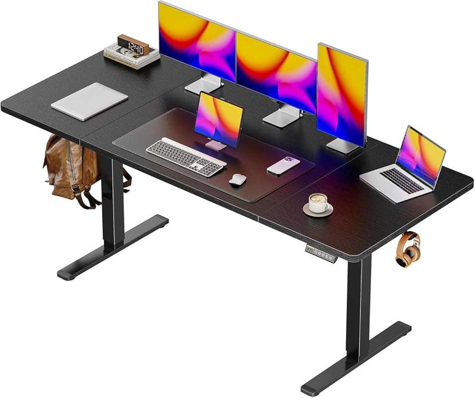 Huuger 63x28 Large Electric Standing Desk for Home Office, Height Adju