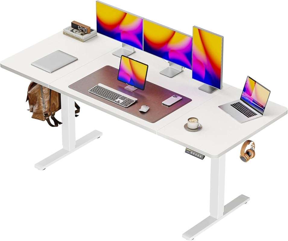 Huuger 63x28 Large Electric Standing Desk for Home Office, Height Adju