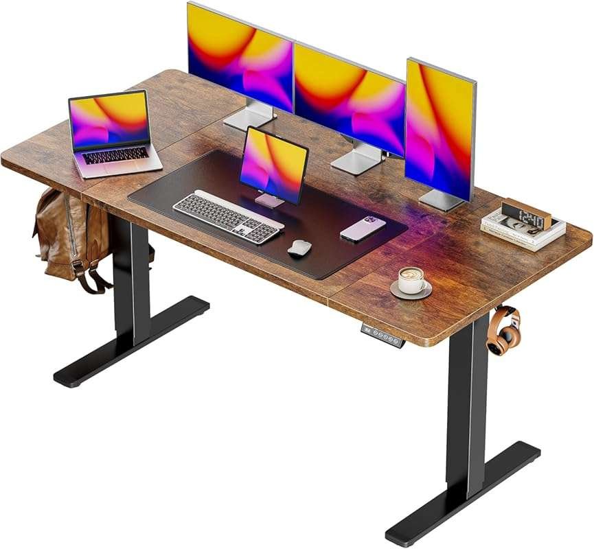 Huuger 55x28 Large Electric Standing Desk for Home Office, Height Adju