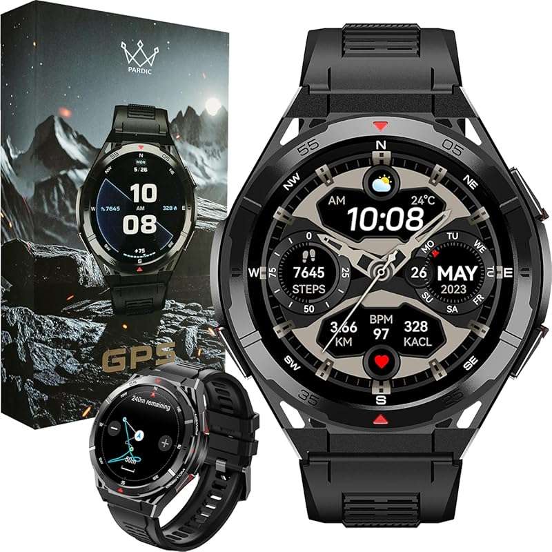 Military GPS Smart Hiking Watch with Altimeter, Compass, Barometer and