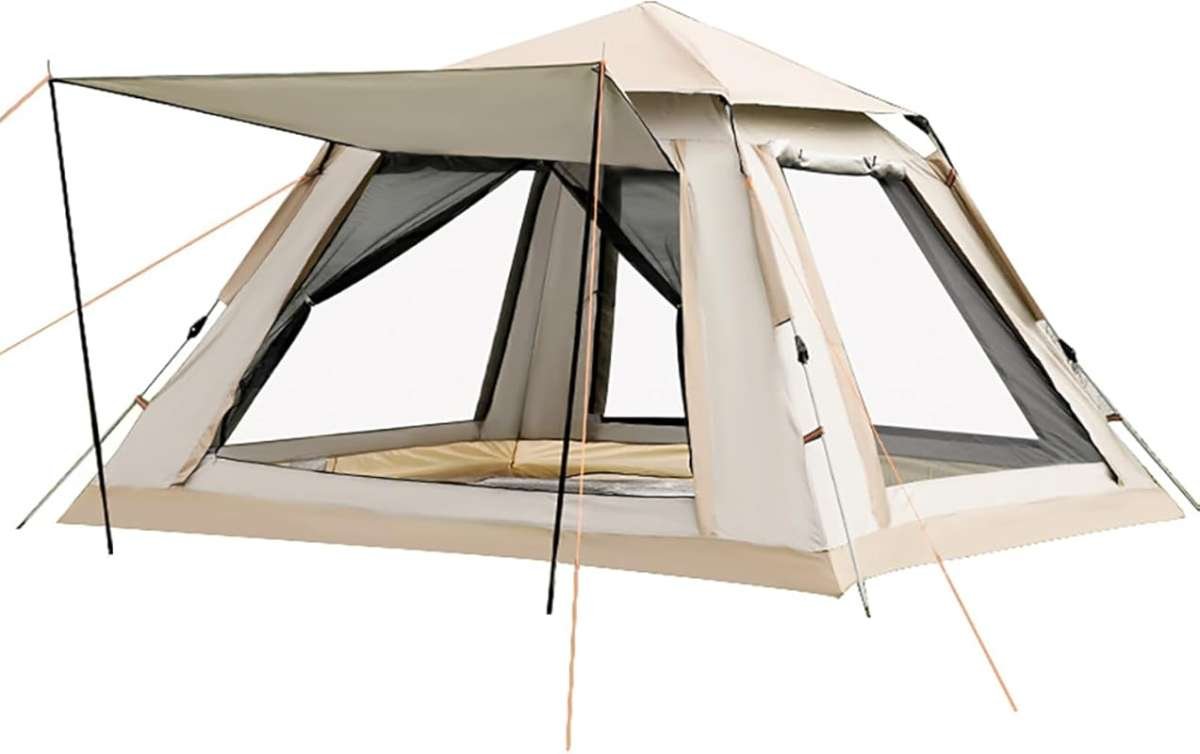 6 Person Pop Up Camping Tent: Easy Setup, 2 Windows, 2 Doors, Vestibul