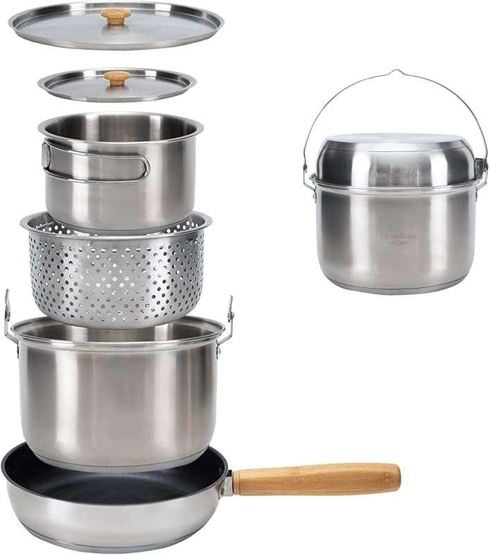 Best Camping Pots and Pans for Open Fire – 304 Stainless Steel Cookwar