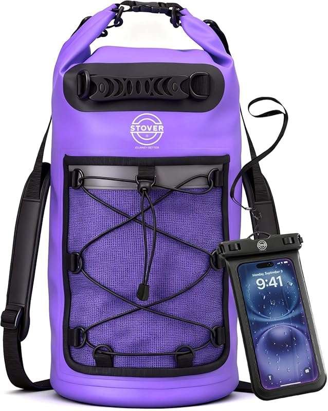 STOVER Waterproof Roll-Top Dry Bag (Multiple Sizes) for Kayaking and H