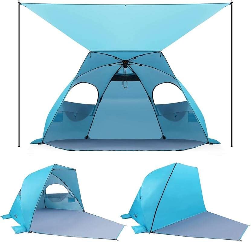 Pop Up Beach Tent for 6 Person - Easy Setup, UPF 50+ UV Protection wit