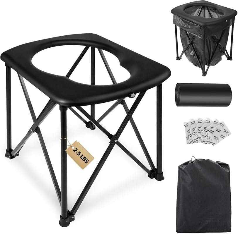 Ultralight Portable Folding Toilet for Camping & Backpacking. Quick Se