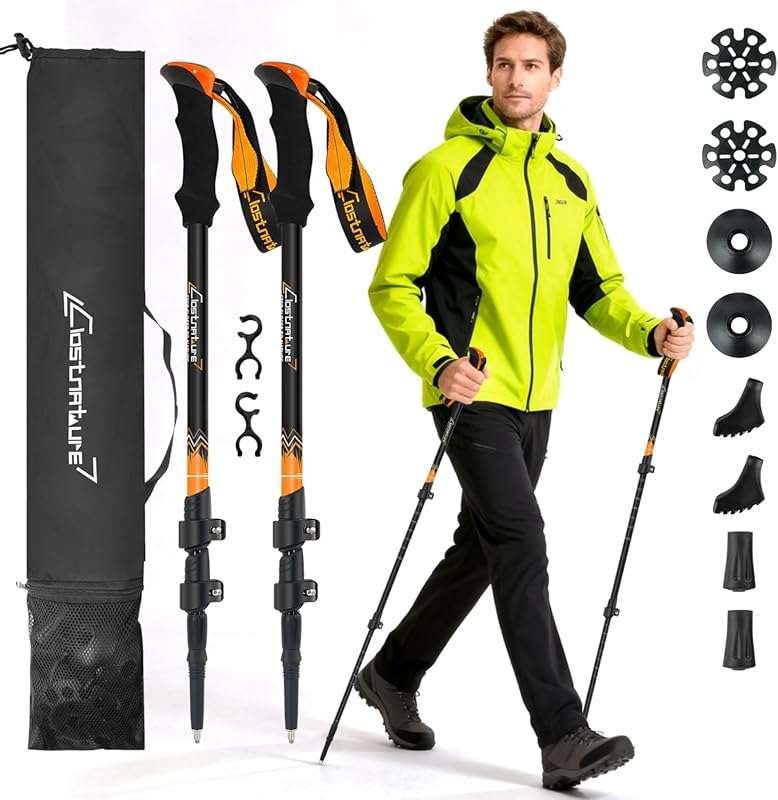 Clostnature Collapsible Aluminum Trekking Poles for Hiking, Climbing, 