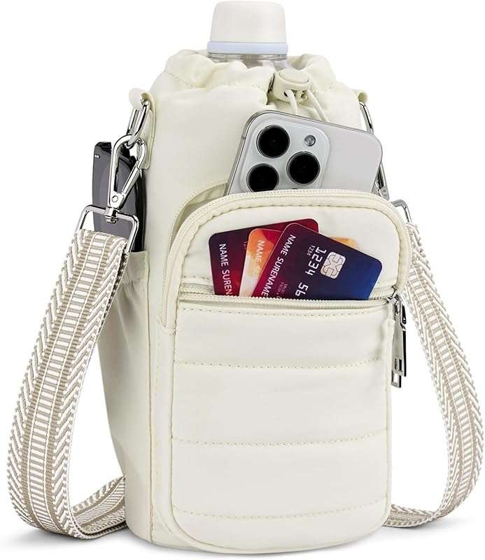 40 oz Crossbody Water Bottle Holder with Adjustable Strap for Walking 