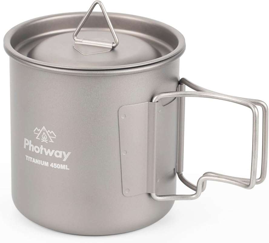 Ultralight Titanium 450ml Camping Mug with Lid for Hiking and Backpack