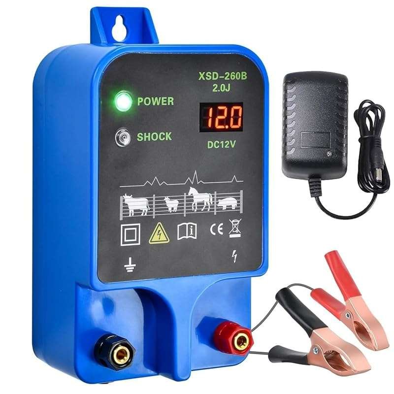 High Power Electric Fence Charger 10km, 2J Pulse Controller for Horses