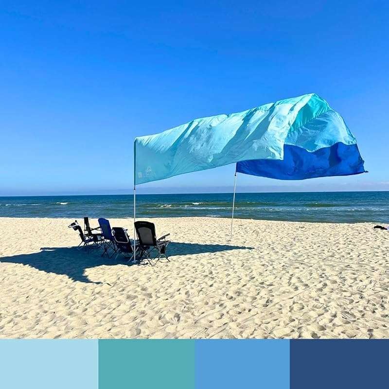 14x14 ft Wind-Propelled Beach Shade with 360° Views and Quiet, Lightwe