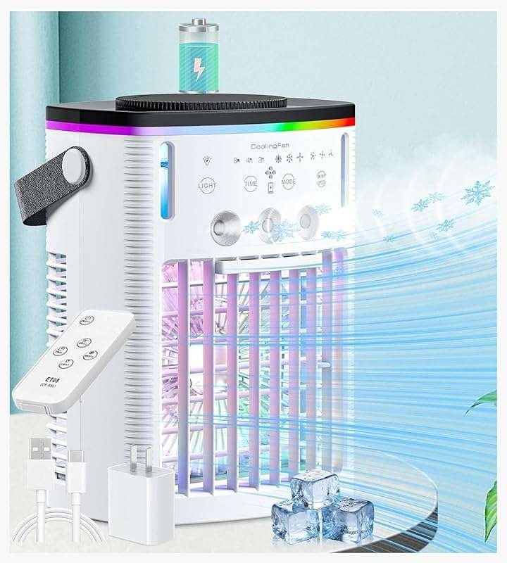 Rechargeable Battery Powered Portable Air Conditioner with Mist and Ti
