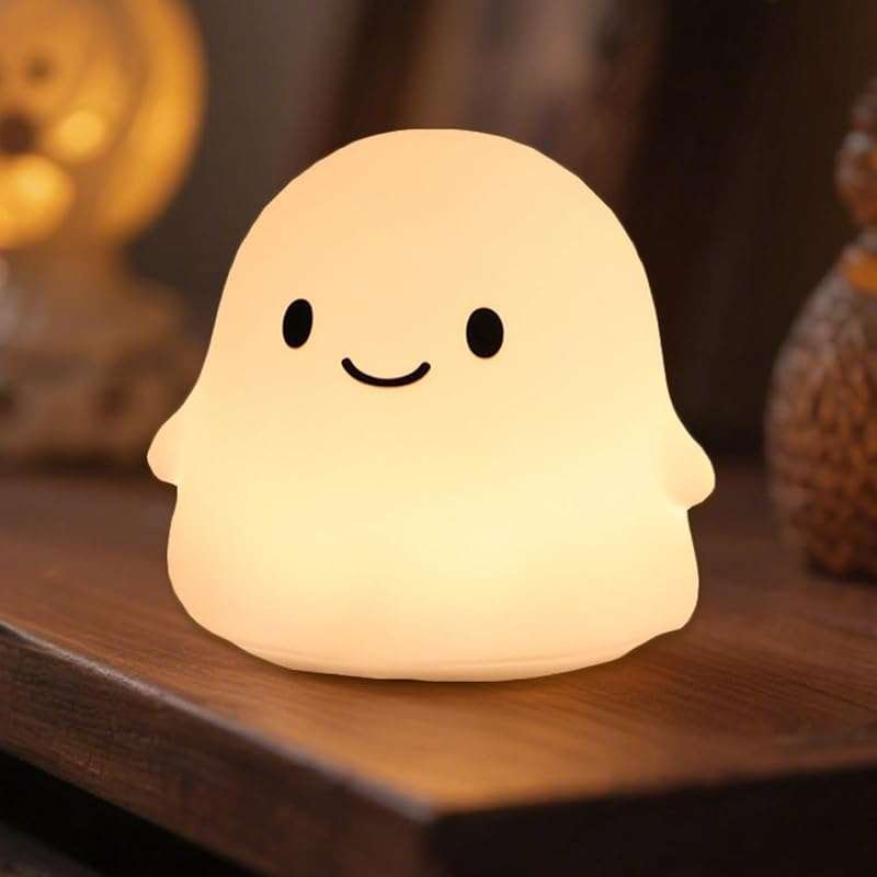 Rechargeable Halloween Ghost Night Light: Pat Control LED Lamp with Ti