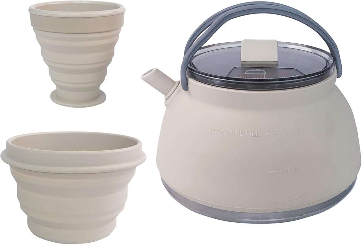 1.5L Collapsible Camping Kettle with Bowl and Cups, part of a 3-Piece