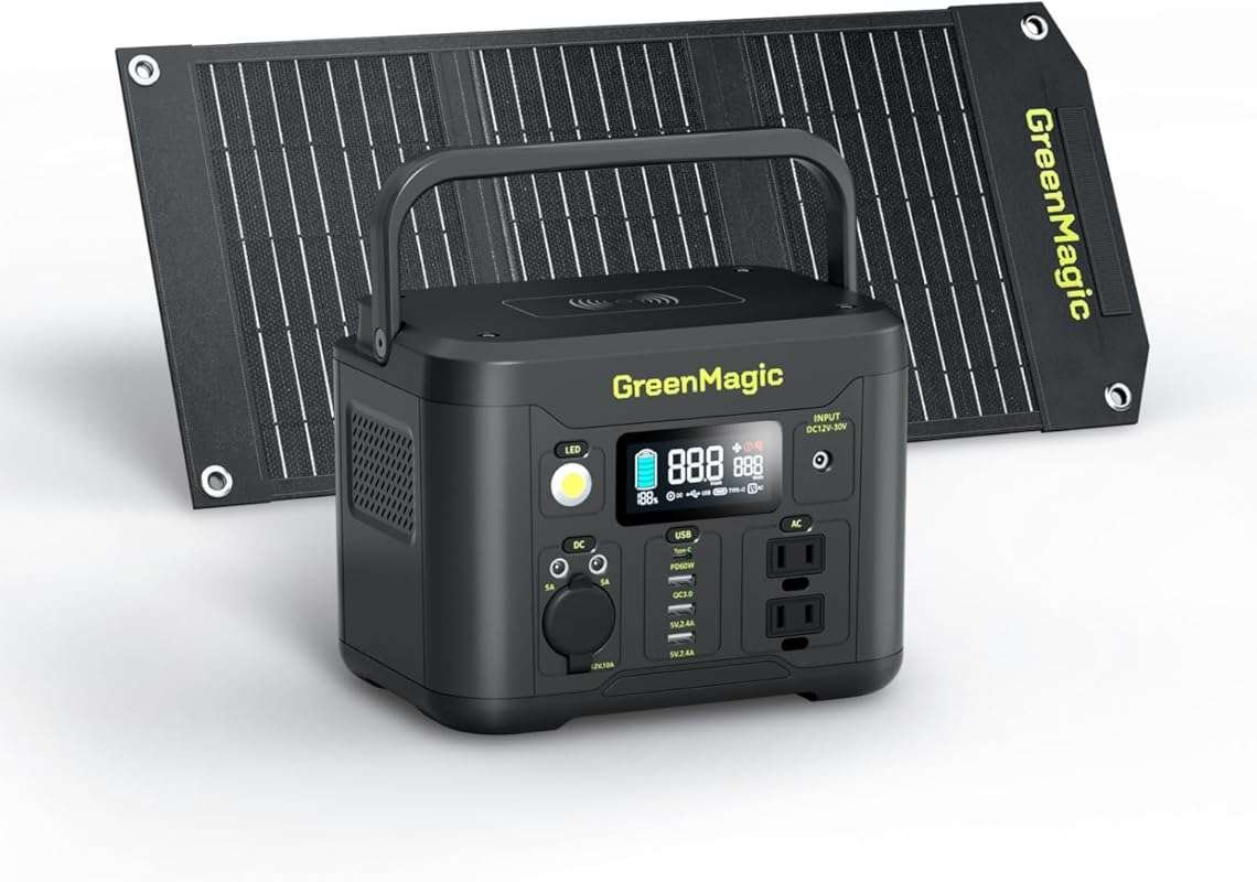 Portable Power Station 330W with 227Wh Battery, 20W Solar Panel, and 1