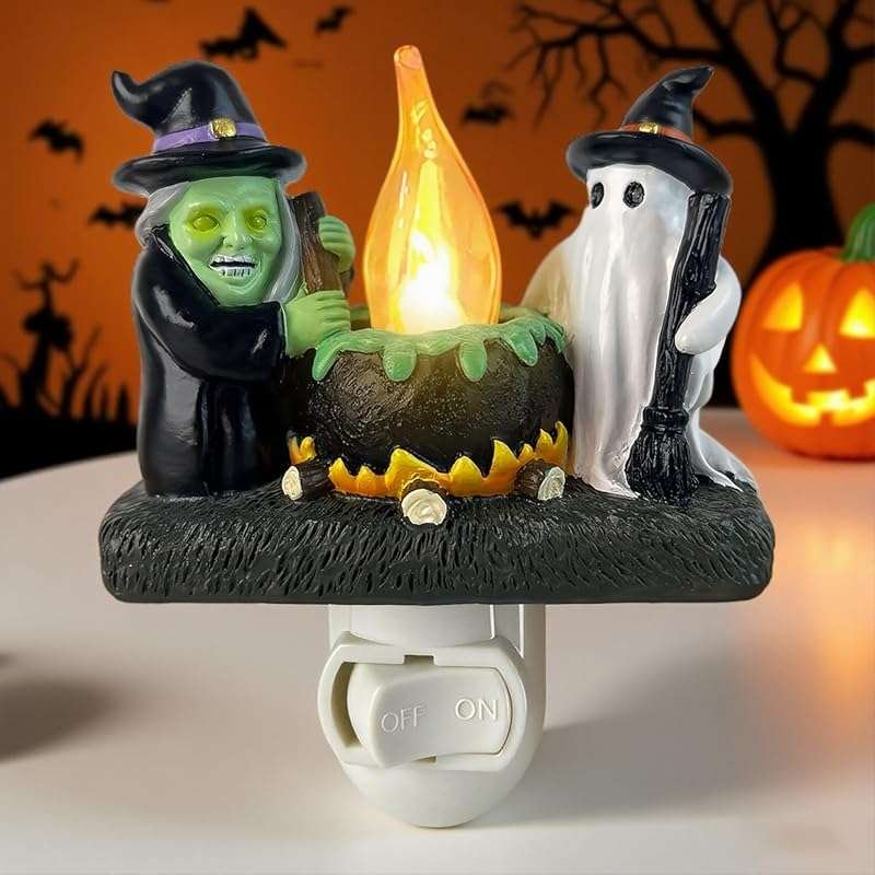 Ghost Campfire Nightlight,Ghost Witch Campfire Flickering Nightlight,