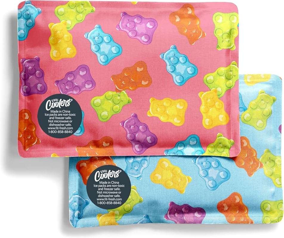 Fit & Fresh Cool Coolers 2 Pack Soft Ice for Lunch Bags, Flexible Stre
