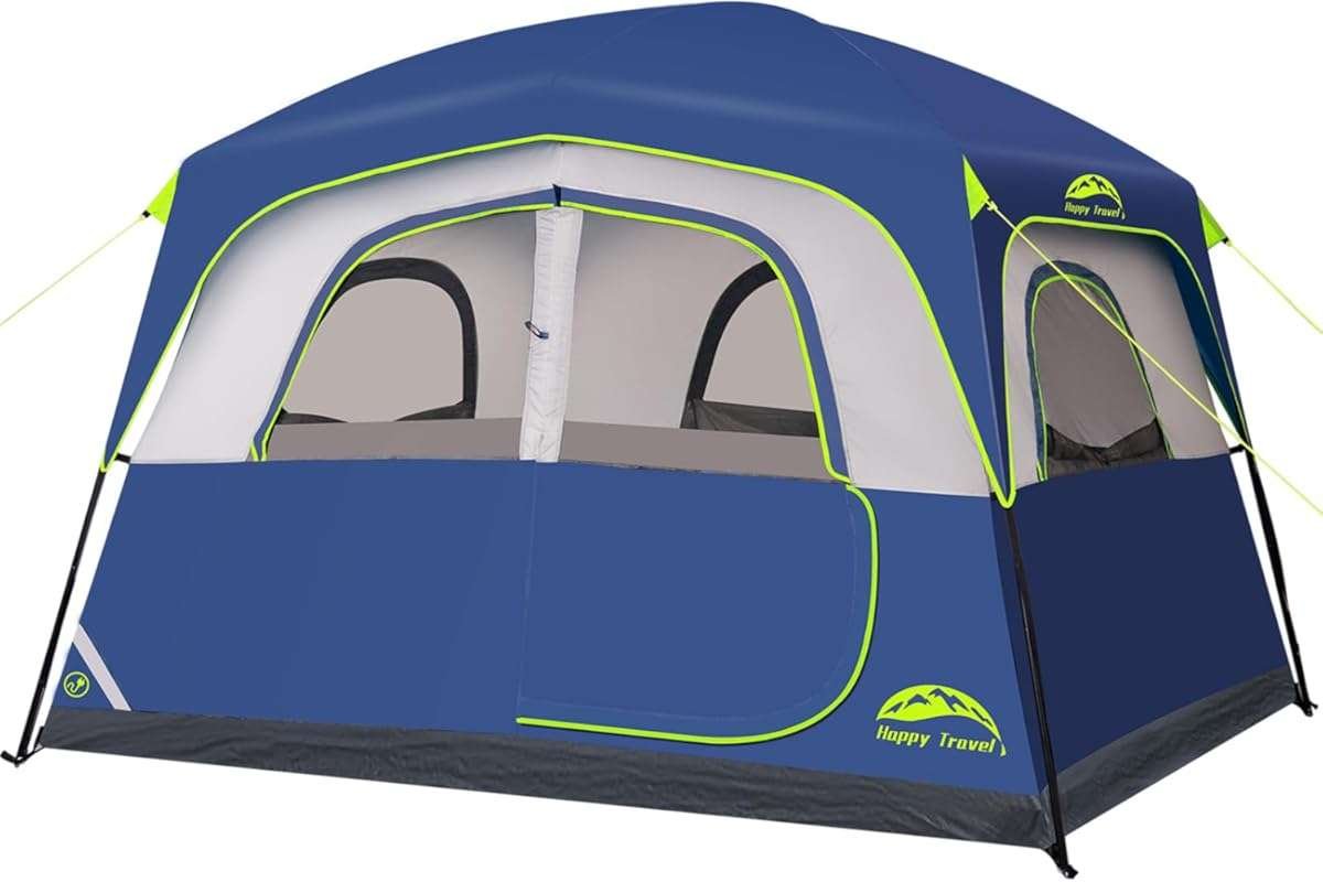 6 Person Instant Family Cabin Tent - Waterproof, Easy Setup with Rainf