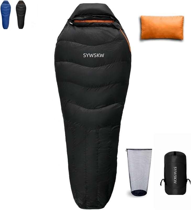 0-15 Degree Down Sleeping Bag for Backpacking and Thru-Hiking, with 68