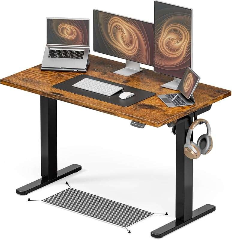 Electric Standing Desk for Home Office, 48x24 Inch Sit-Stand with Cabl