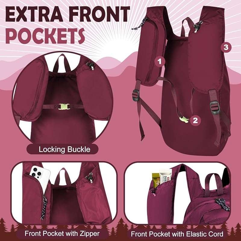 Ultralight 12L Packable Daypack: Foldable, Water Resistant Hiking Back