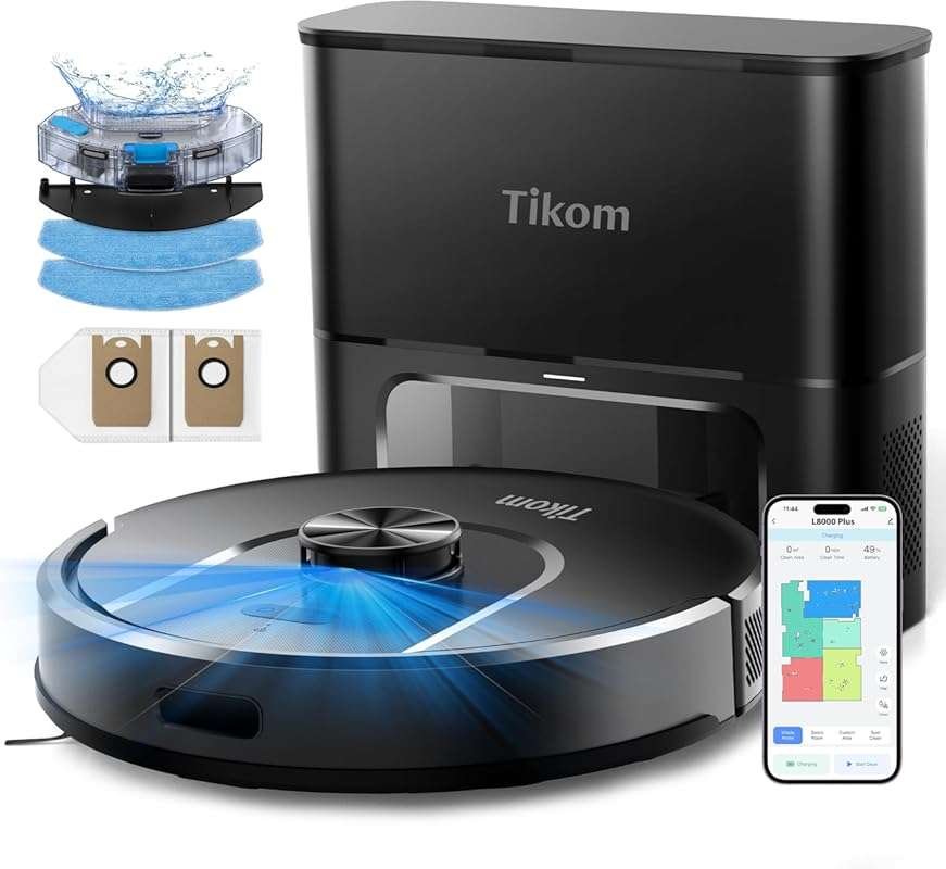 Tikom L8000 Plus Robot Vacuum and Mop with Self-Emptying Base and LiDA