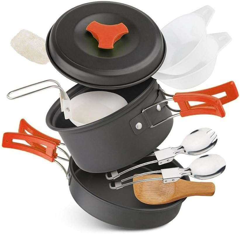 12-Piece Lightweight Camping Cookware Set with Non-Stick Pots and Pans